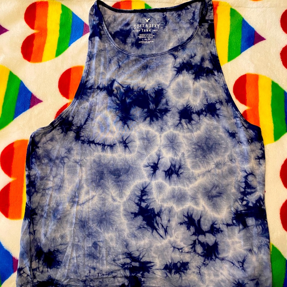 Blue tie-dye tank top Soft and Sexy AE